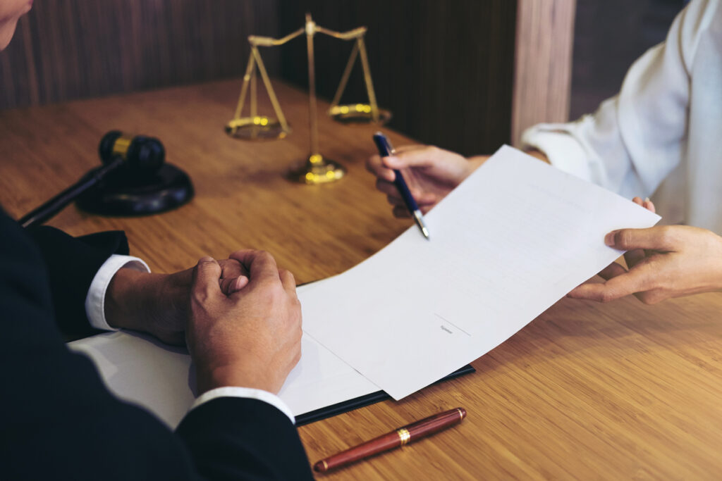 Customer service good cooperation, Consultation between a male lawyer and business people customer, tax and the company of real estate concept